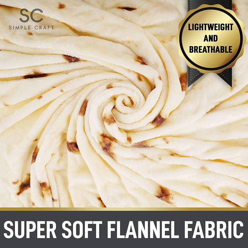 60-Inch Reversible Fleece Tortilla Throw Blanket
