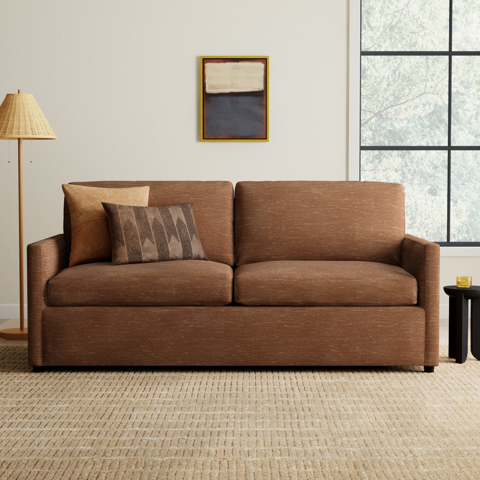 Damari 84'' Sofa, Nave Bark Performance Distressed Velvet