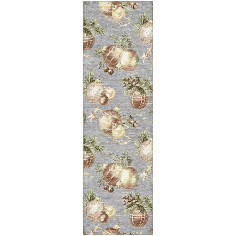 Tapis boules de Noël lavable à la machine de qualité supérieure AMF1828, Tapis de couloir 2 pi 3 po x 7 pi 6 po