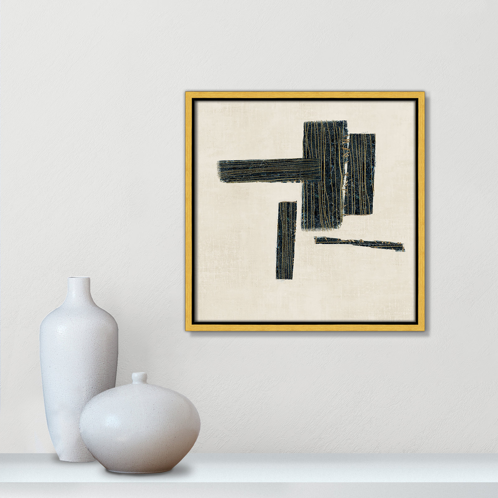 Stiched II Print by , 13.5" H x 13.5" W, Gold