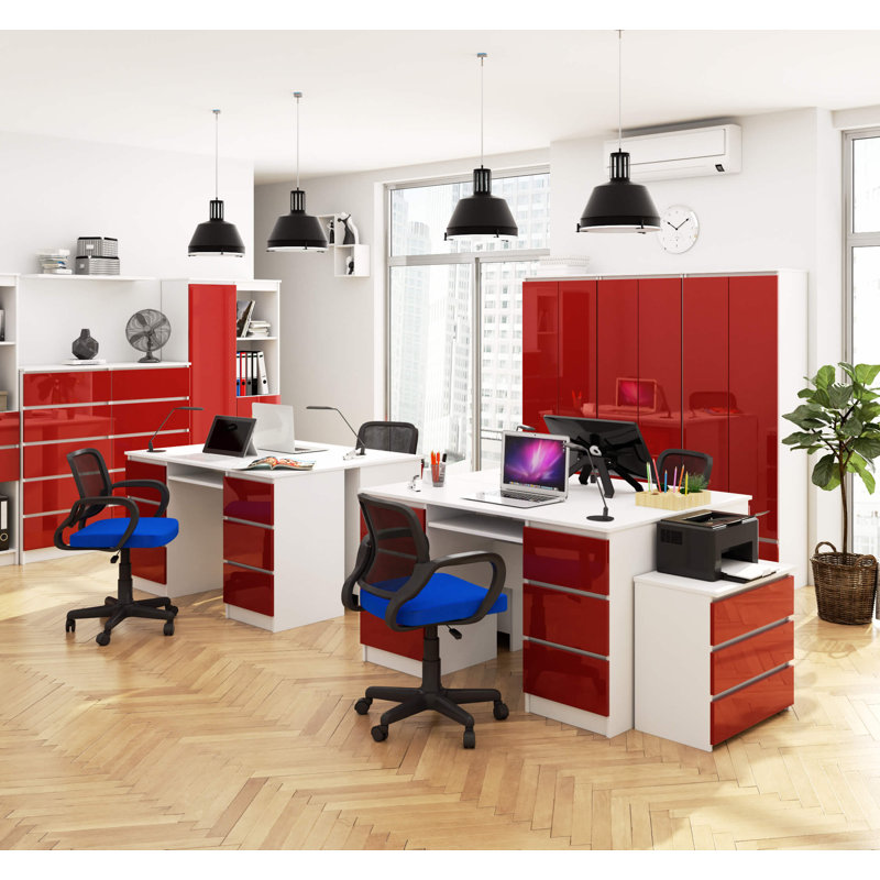 Eldrin Computer Desk, Red Gloss