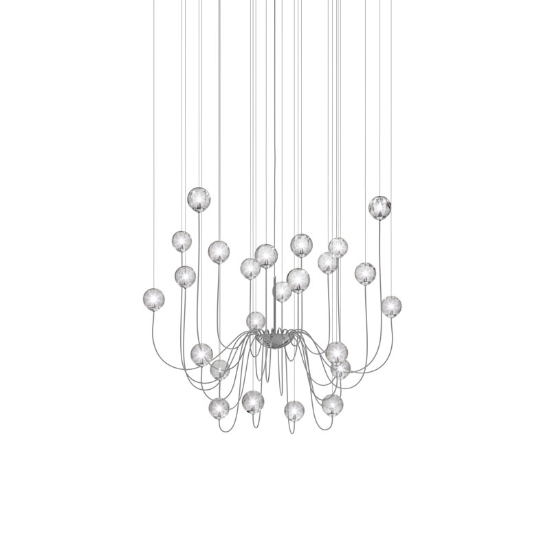 Puppet 24 - Light Chandelier, Crystal Transparent, Glossy Chrome