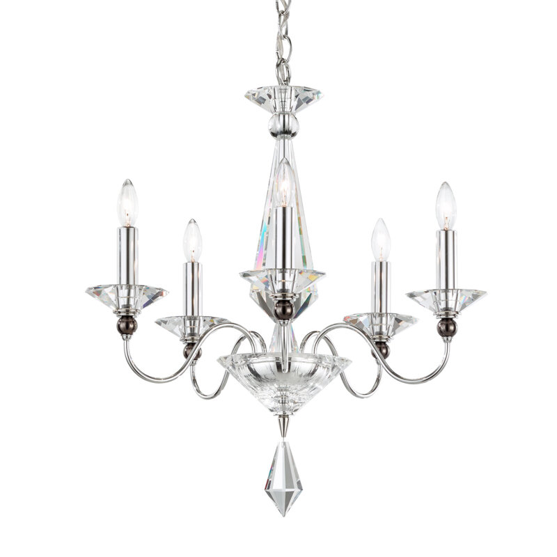 Jasmine 5 - Light Glass Chandelier, Silver, Optic Clear