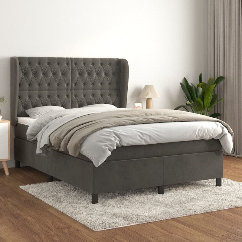 Himmel Upholstered Bed with Mattress, Light Grey, European Double (140 x 200cm)