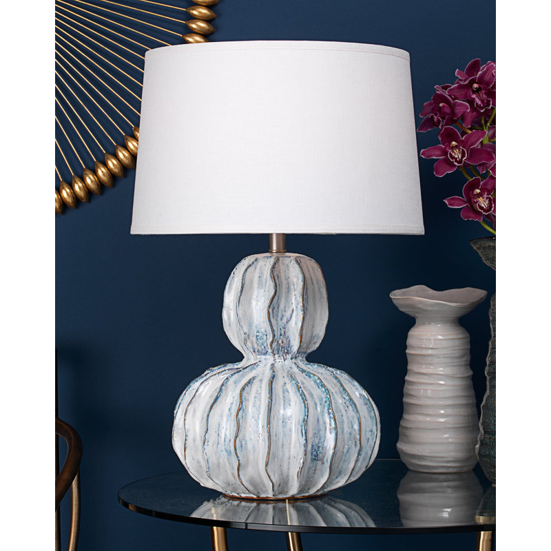 White Reactive Glaze Ceramic Coastal Table Lamp