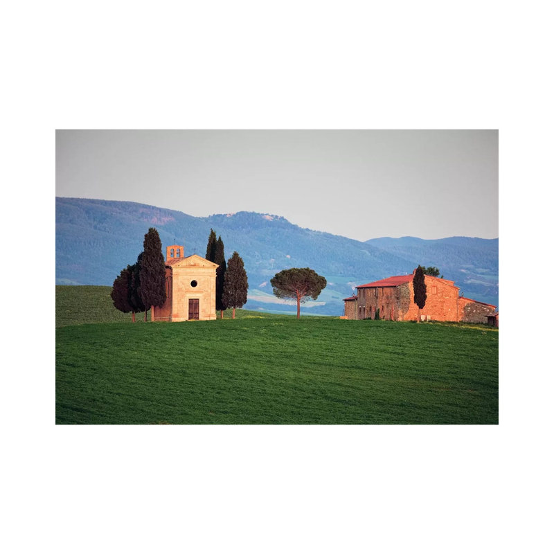 Italy, Tuscany, Val D'Orcia. Chapel Of Vitaleta And House. by Jaynes Gallery - Wrapped Canvas Gallery-Wrapped Canvas Giclée