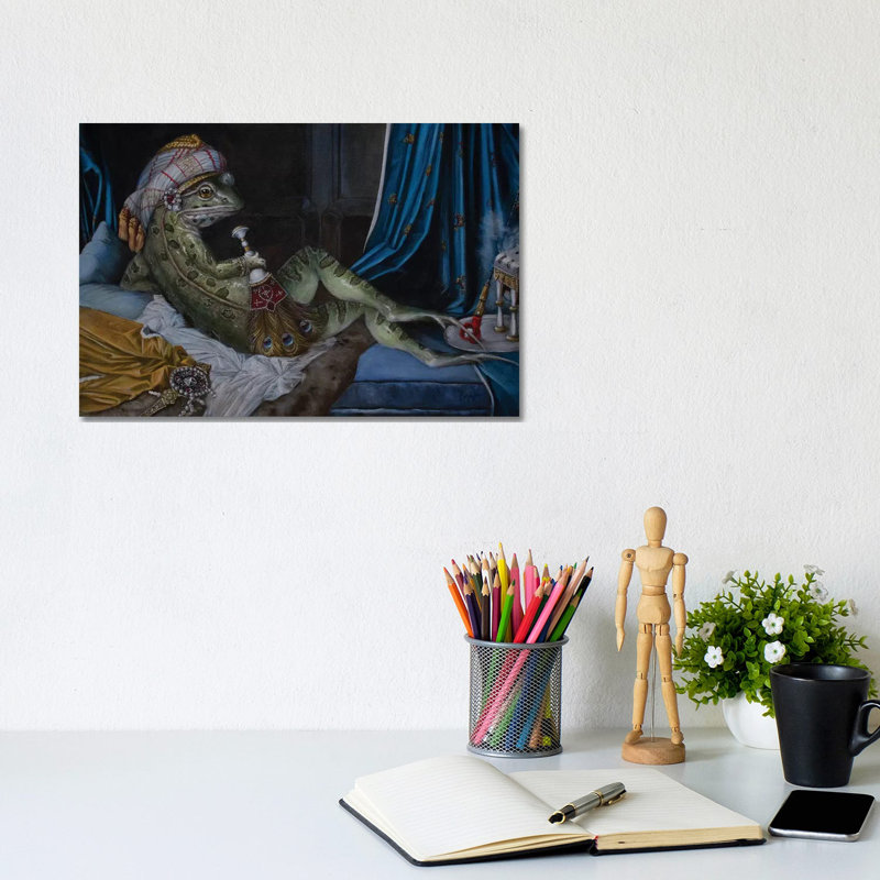 Frog Odalisque by Melinda Copper - Painting on Canvas, Wrapped Canvas, 20.32 cm H x 30.48 cm W