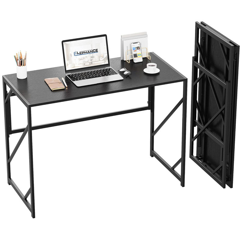 Folding Desk Writing Computer Desk For Home Office, No-Assembly Study Office Desk Foldable Table For Small Spaces