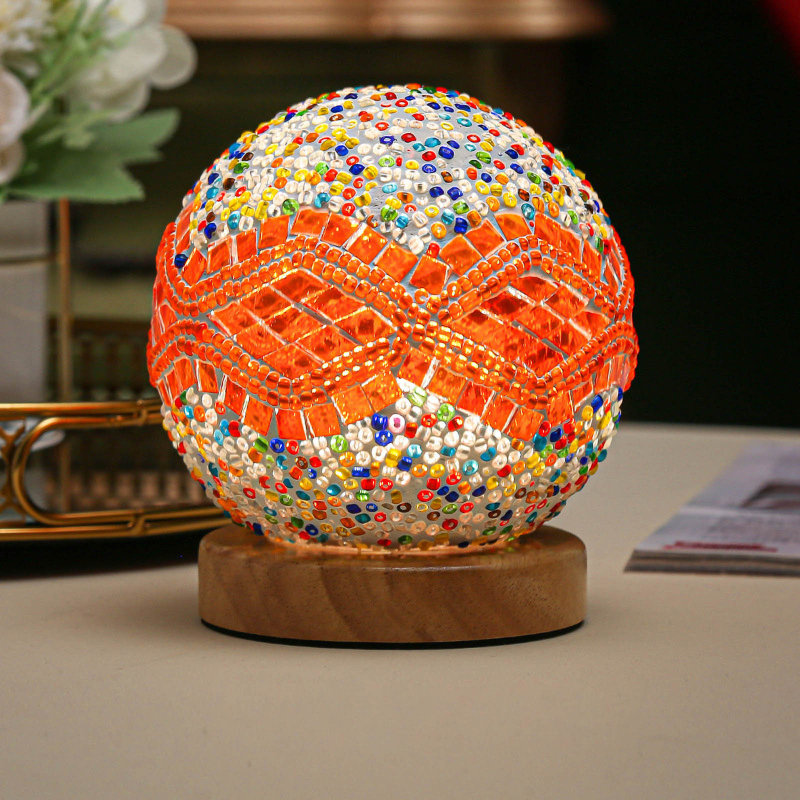 Lampe de nuit à DEL décorative à DEL en bois pour table de salle à manger, Orange