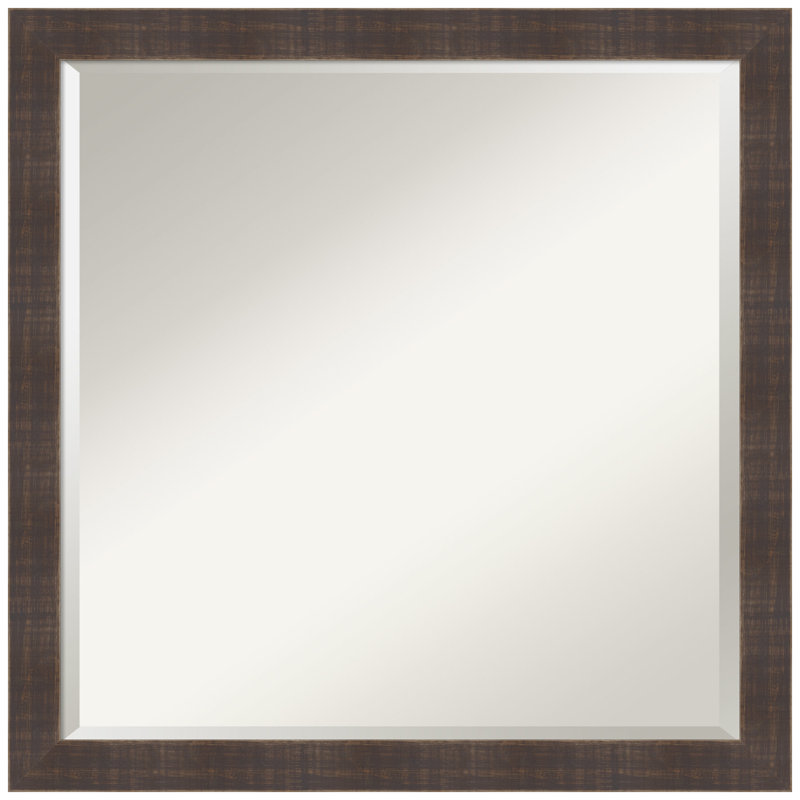 Josheph Flat Wall Mirror, 22.25" x 22.25", Brown