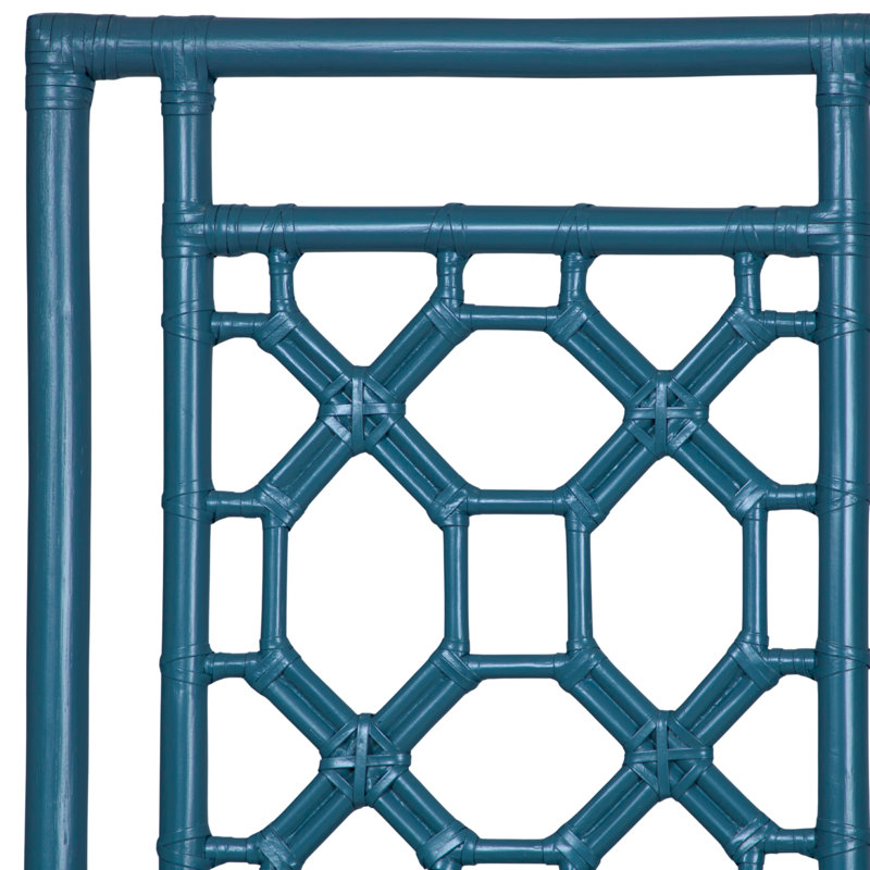 Lattice Back Open-Frame Rattan Headboard, Full, Pacific Blue