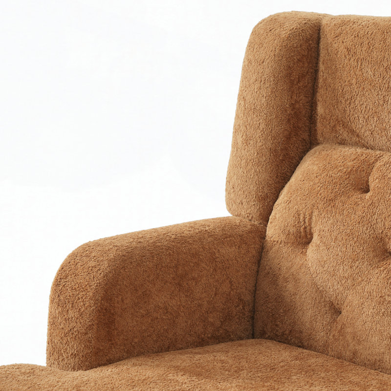 Chaise d'appoint capitonnée et rembourrée avec mousse haute densité et pieds en bouleau, Tissu orange