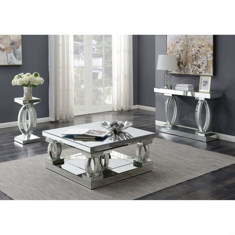 Table basse carrée à miroir