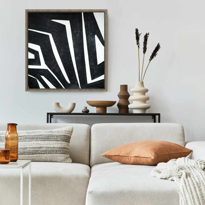 Labyrinth Industrial Bedroom Shapes Framed Canvas Decor