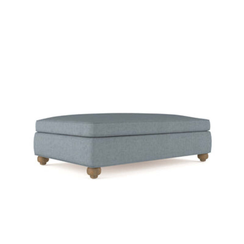 Leroy Ottoman, Plush Velvet Oyster, Weathered