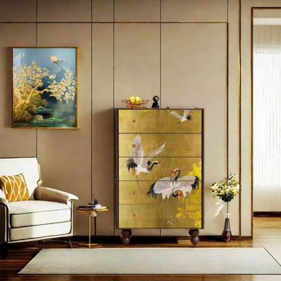Élégante armoire décorative avec cadre en bois de pin
