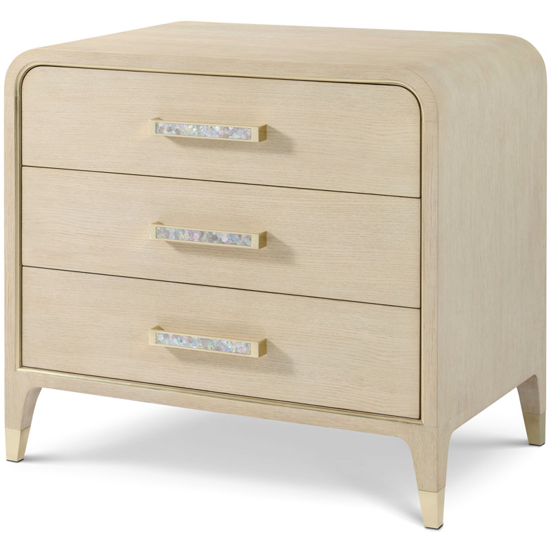 Judith Leiber Couture 3 - Drawer Nightstand, Gold/Gray/Martini