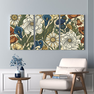 Motif floral, reproduction d'art sur toile tendue sur toile, ensemble de 3, pour salon, chambre à coucher, décoration intérieure
