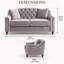 Causeuse Chesterfield de 58,5 po de largeur avec dossier incurvé capitonné, garniture cloutée, pieds en bois massif et 2 coussins décoratifs-268806669