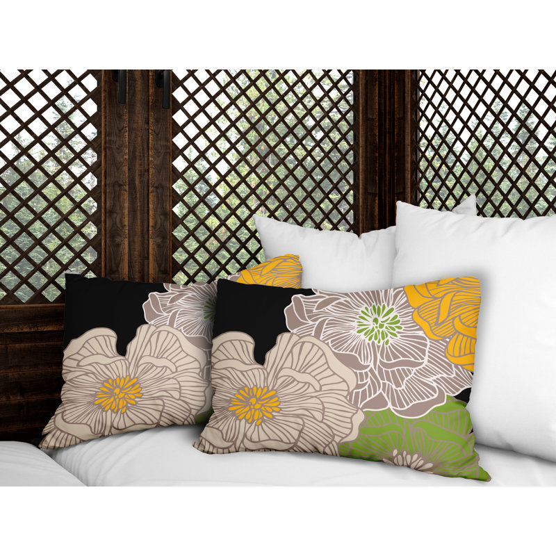 Polyester/Polyester Blend Lumbar Rectangular Indoor/Outdoor Pillow Cover & Insert, Beige