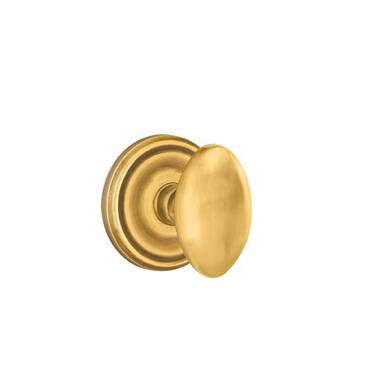 Arts & Crafts Door Hardware Collection - Double Dummy Hammered Egg Door Knob  with Arts & Crafts Rectangular Rose in Unlacquered Brass by Emtek Hardware  - 5055HE.FULL.US3NL