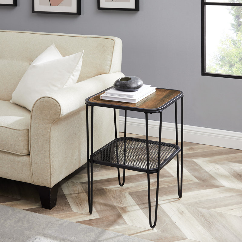 Table de bout avec rangement Maisonet, Chêne rustique