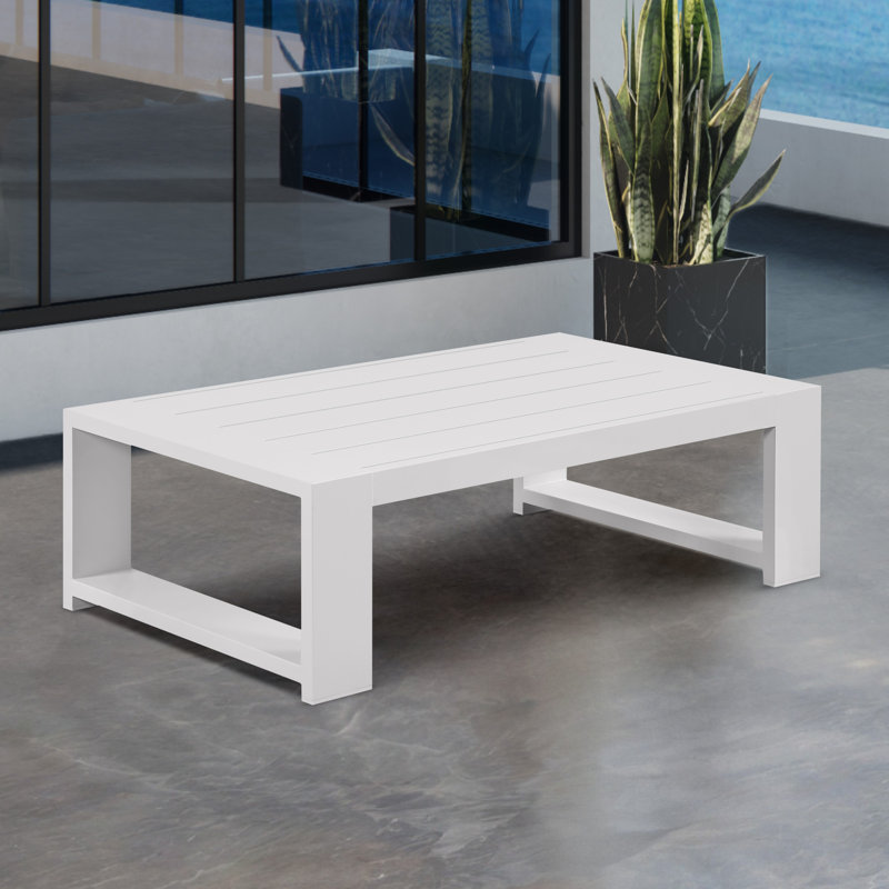 Table basse d'extérieur en aluminium Hoyt 47,25 po, Blanc neige