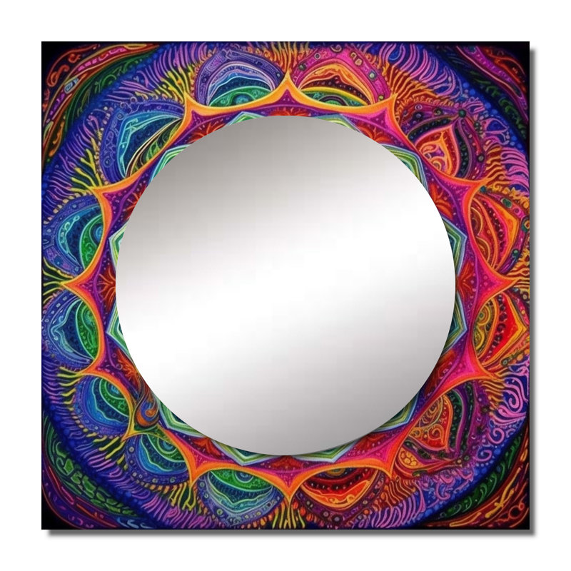 Grand miroir mural carré Lakeyah - Boho Mandala, 29 po x 29 po