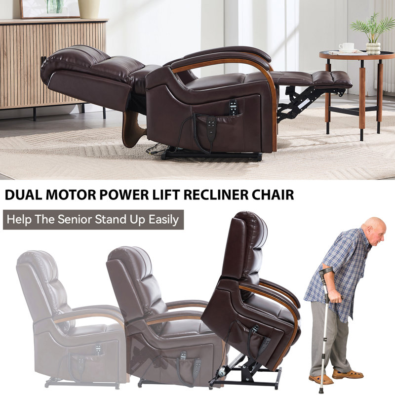 Fauteuil inclinable électrique Power Leatheraire, Marron foncé