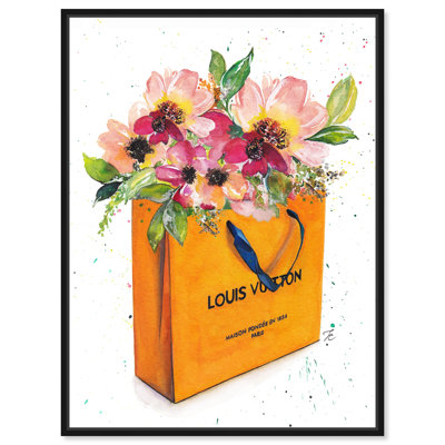 Doll Memories - Orange Shopper, peinture sur toile rose de luxe moderne pour chambre à coucher
