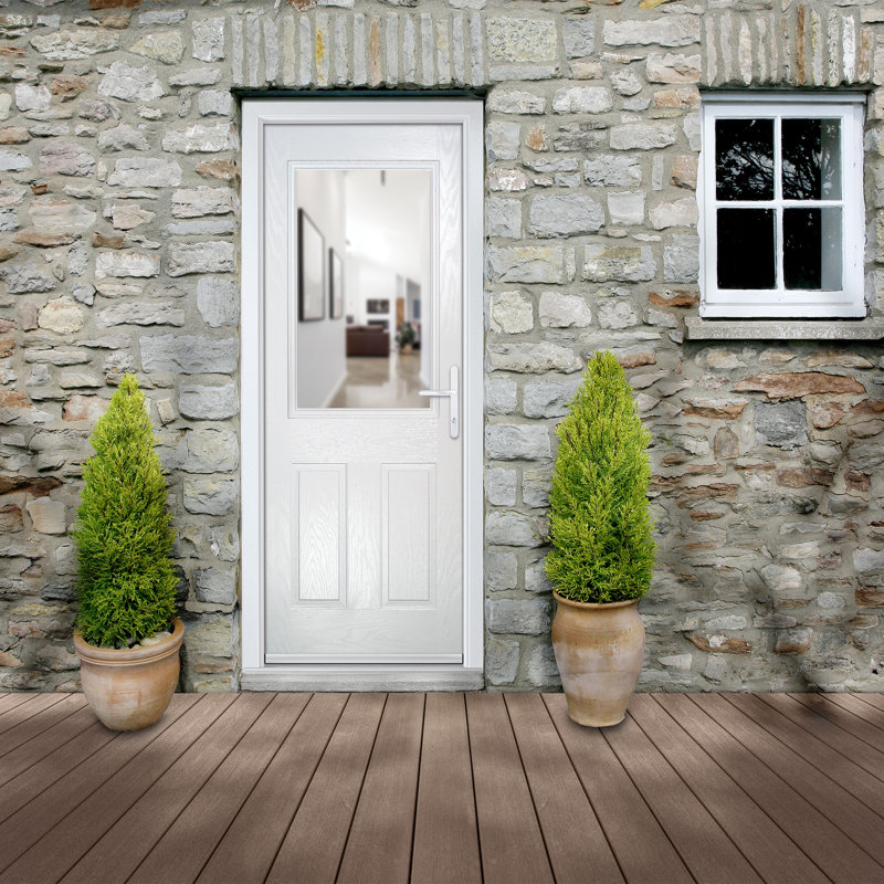 Crystal GRP Front door Back Door White 920mm x 2090mm Open in Left hand Clear Glass, Left, White, 89mm x 209mm