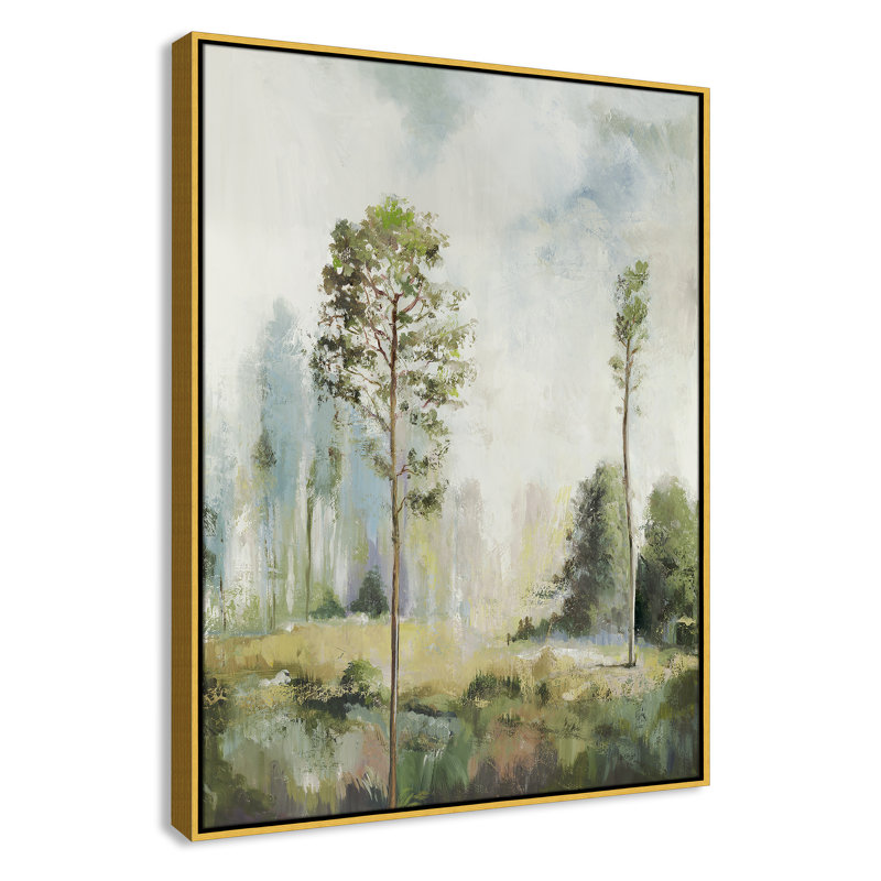 «Teton Tall Green Trees I» par Teton Pearce, reproduction sur toile flottante, H 41,5 po x l 31,5 po, Gold