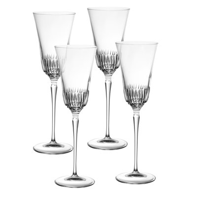 Toasting Flute Glass - Champagne - Flutes - Set of 4 Crystal Glasses -  Wedding Toasting Flutes - 8 oz. -  Made in Europe - by Barski