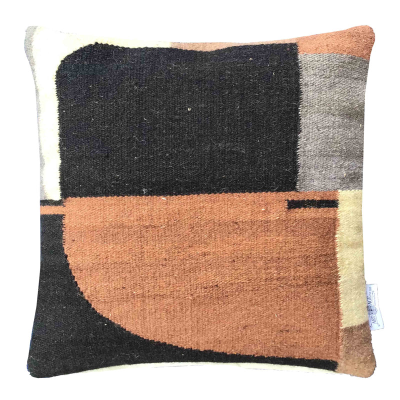 Abstract Multicolor Wool and Polyester Square Throw Pillow