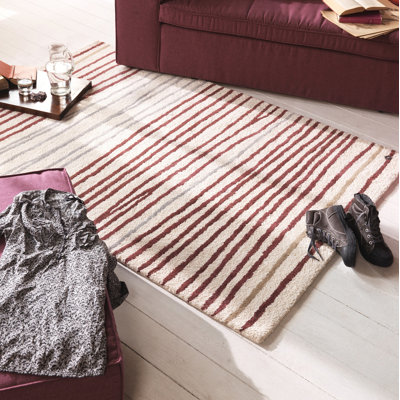 Home Striped Wool Area Rug