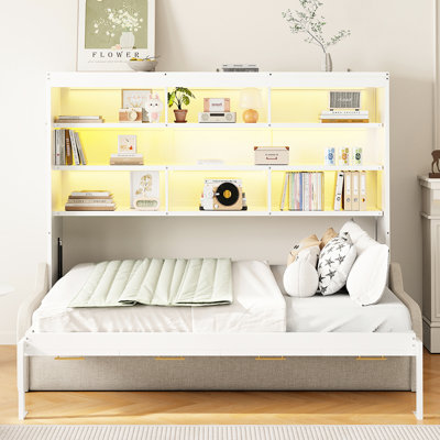 Ensemble de lit escamotable Hideaway avec canapé, tablettes de rangement intégrées et éclairage DEL