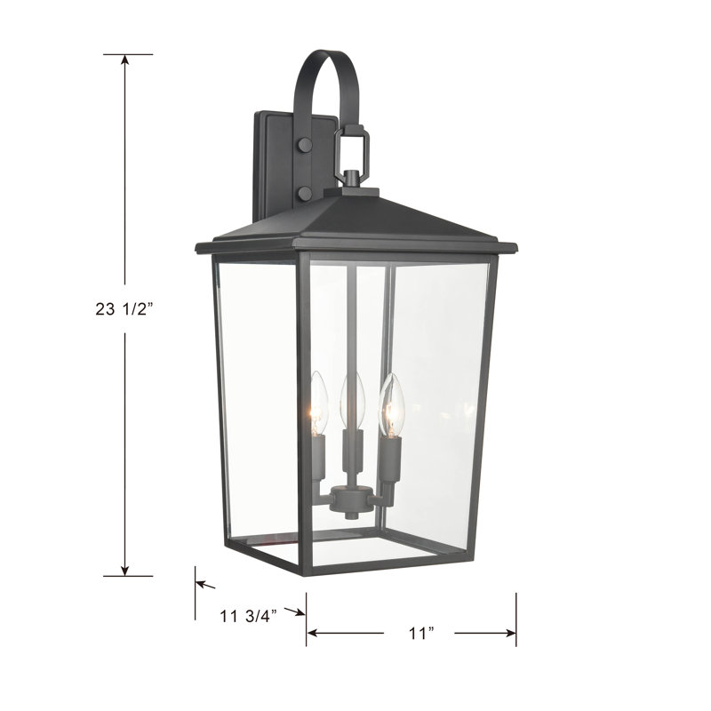 Messerly 3 Light 24" Tall Outdoor Wall Sconce, Black