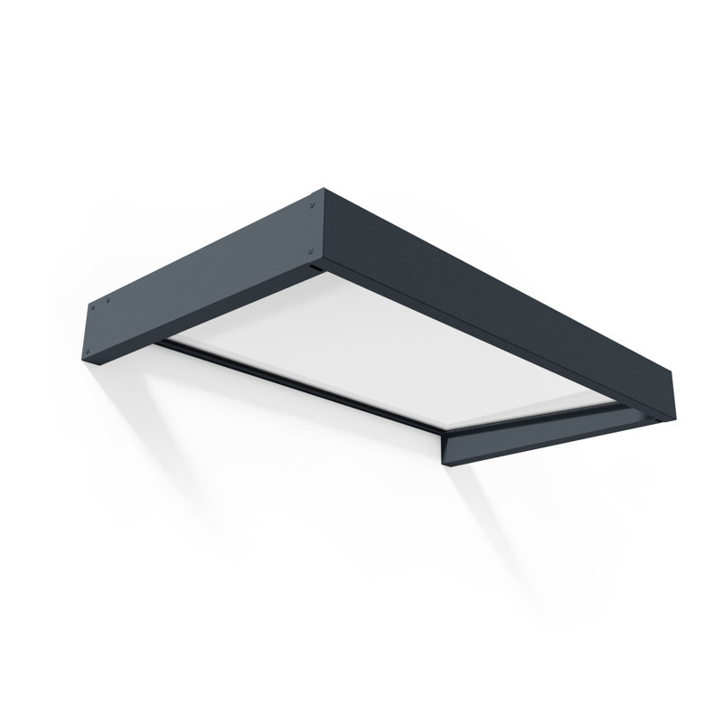 Palram - Canopia Sophia 3' 1" D Acrylic Mist/Gray Stationary Slope Door and Window Awning, 7" H x 63" W x 37" D