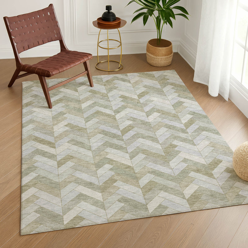 Tapis géométrique intérieur / extérieur lavable à la machine Matteson ACN2297, Rectangulaire 3 pi x 5 pi