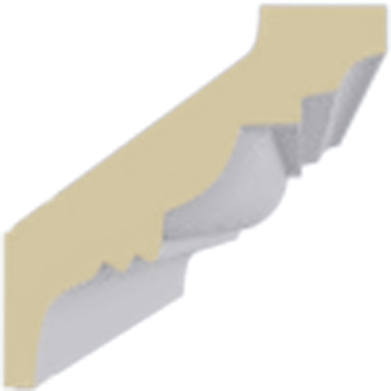 Primed White Polyurethane Geometric Crown Moulding Sample