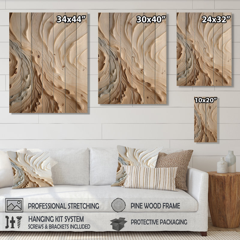 Hortense - Décoration murale en bois de pin naturel, H 44 po x l 34 po
