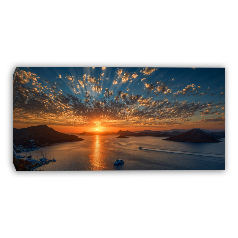 Art mural sur toile Sunset Harbour Glow, H 20 po x l 40 po x P 1,5 po