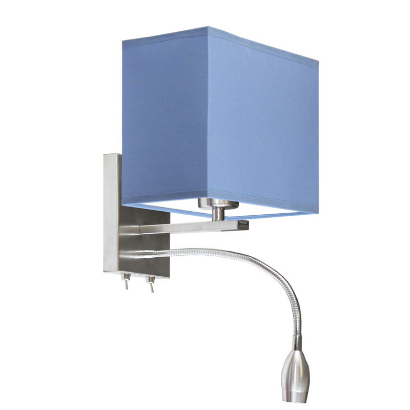 Audreena LED Armed Sconce, Brushed Steel, Blue