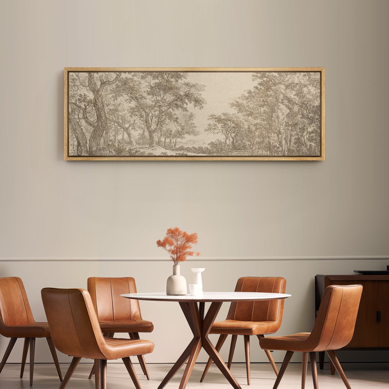 Grande impression sur toile encadrée - impression de paysage rétro pour décoration rustique, H 20 po x l 60 po, Naturel