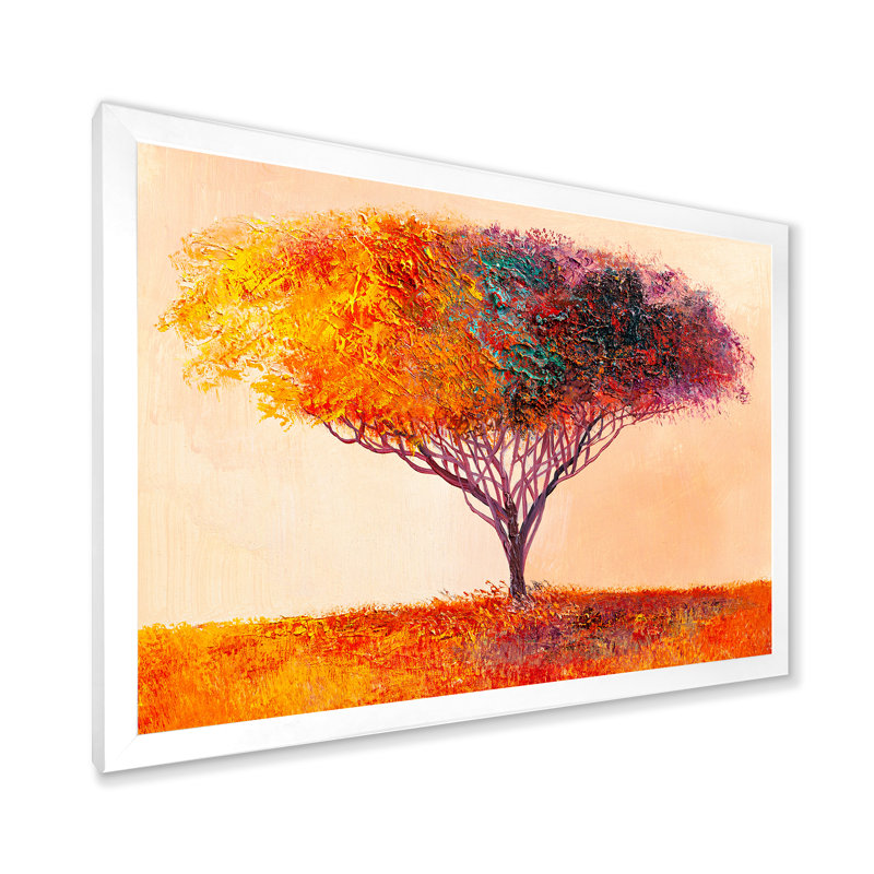 «Landscape Colorful Abstract Tree Impressionist», reproduction sur toile, Toile blanche encadrée, H 30 po x l 40 po x 1,5 po