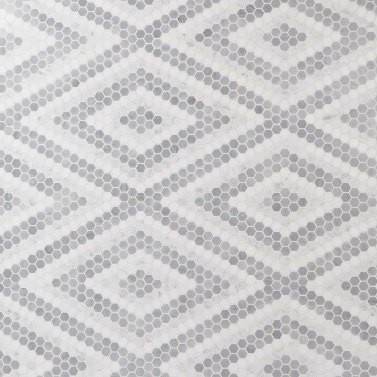 Juno Diamond 1" Hexagon Polished Marble Mosaic Tile