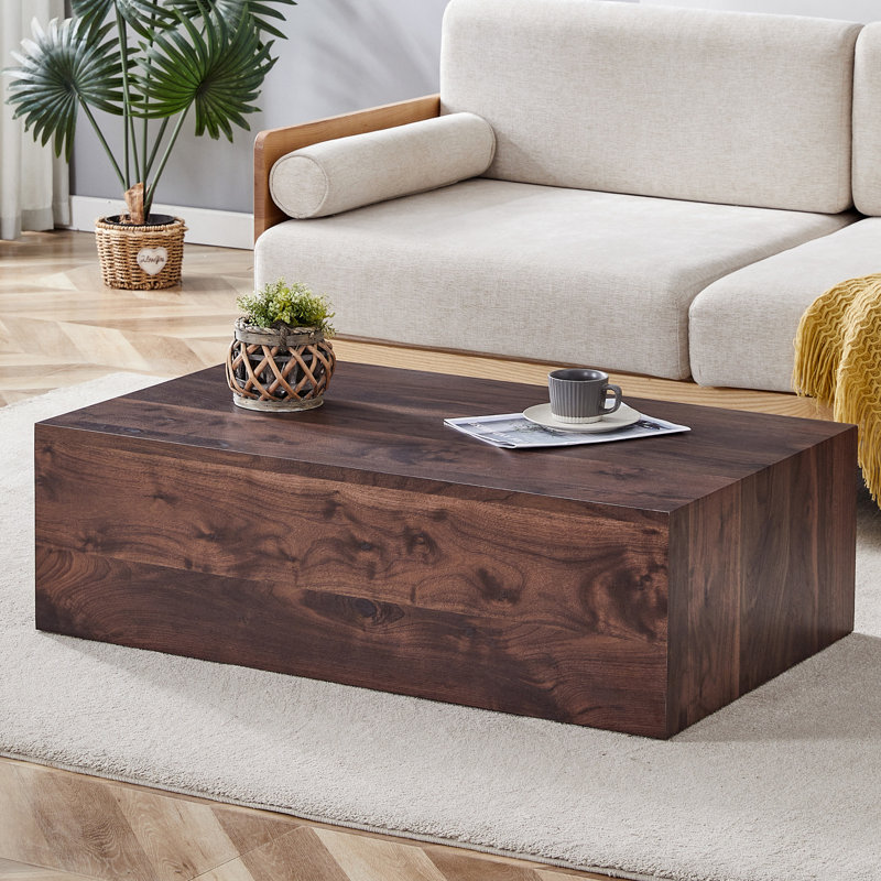 Table basse 39,3 * 23,6 * 12 pouces en bois de noyer et en fibre de bois MDF - Design luxueux (table basse uniquement, sans chaises)