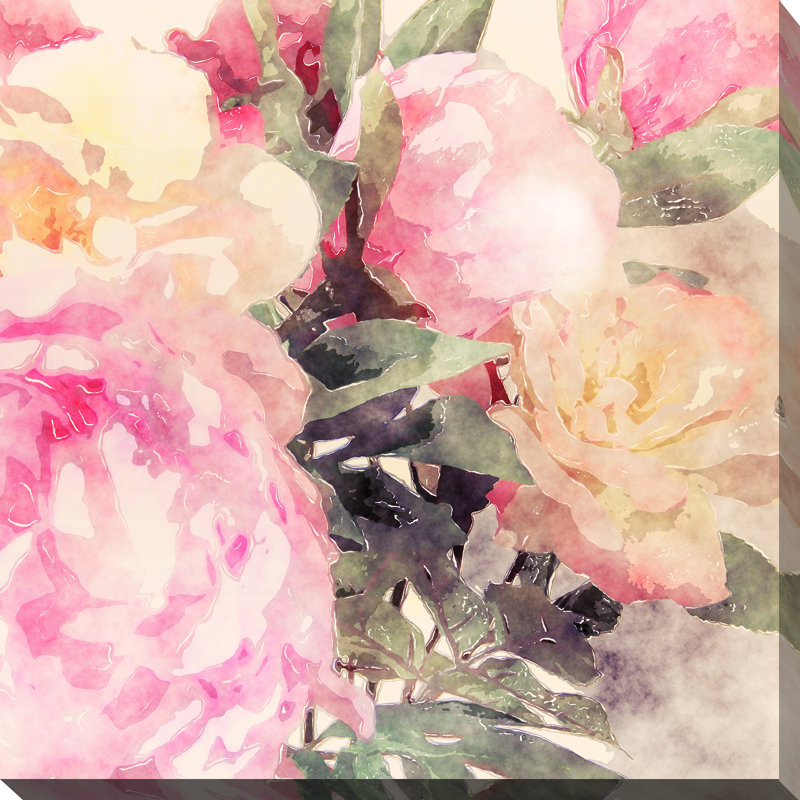 « rose floral », reproduction d’art sur toile tendue, H 36 po x l 36 po x P 1,5 po