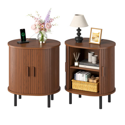 Round End Table With Charging Station