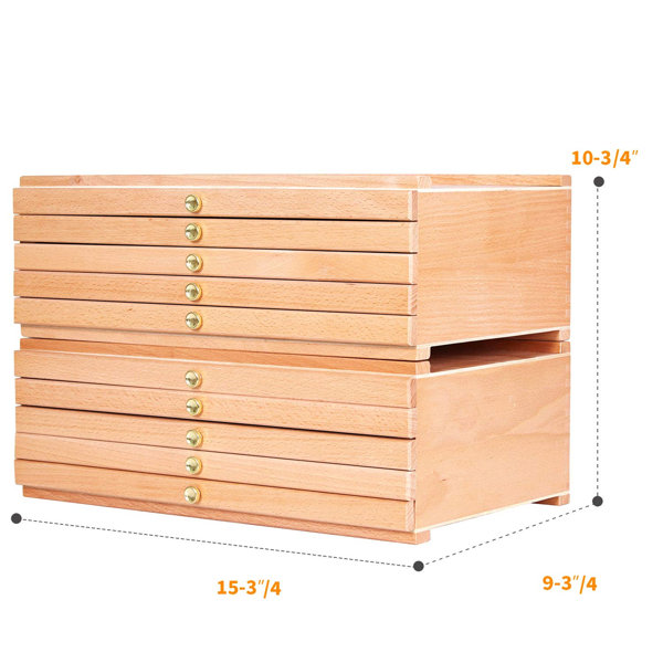 10 Drawer Wood Artist Supply Storage Box - Organize UK